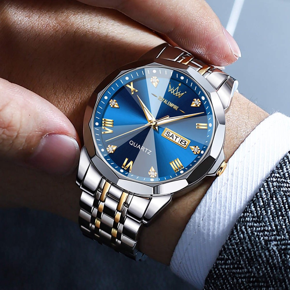 Royal Empire AK51 Heren Horloge Zilver/Goud RVS Waterdicht