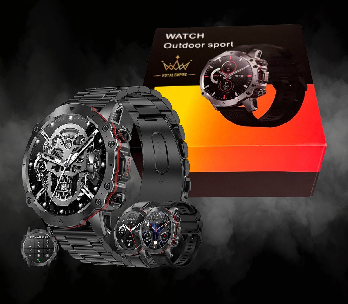Royal Empire AK56 Heren Smartwatch Zwart