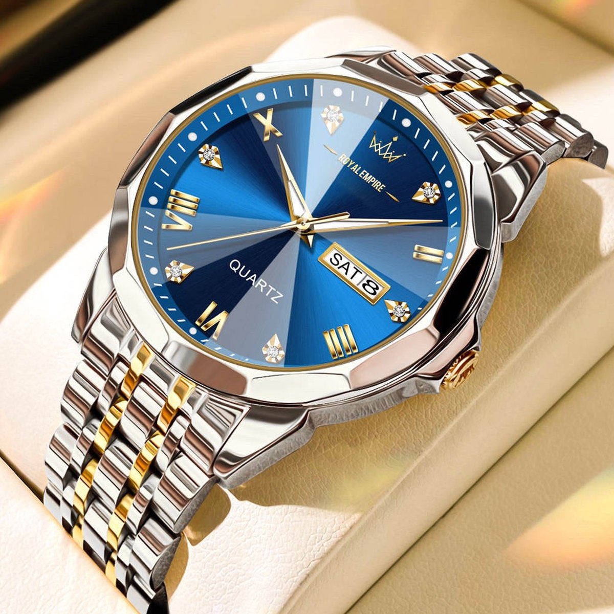 Royal Empire AK51 Heren Horloge Zilver/Goud RVS Waterdicht