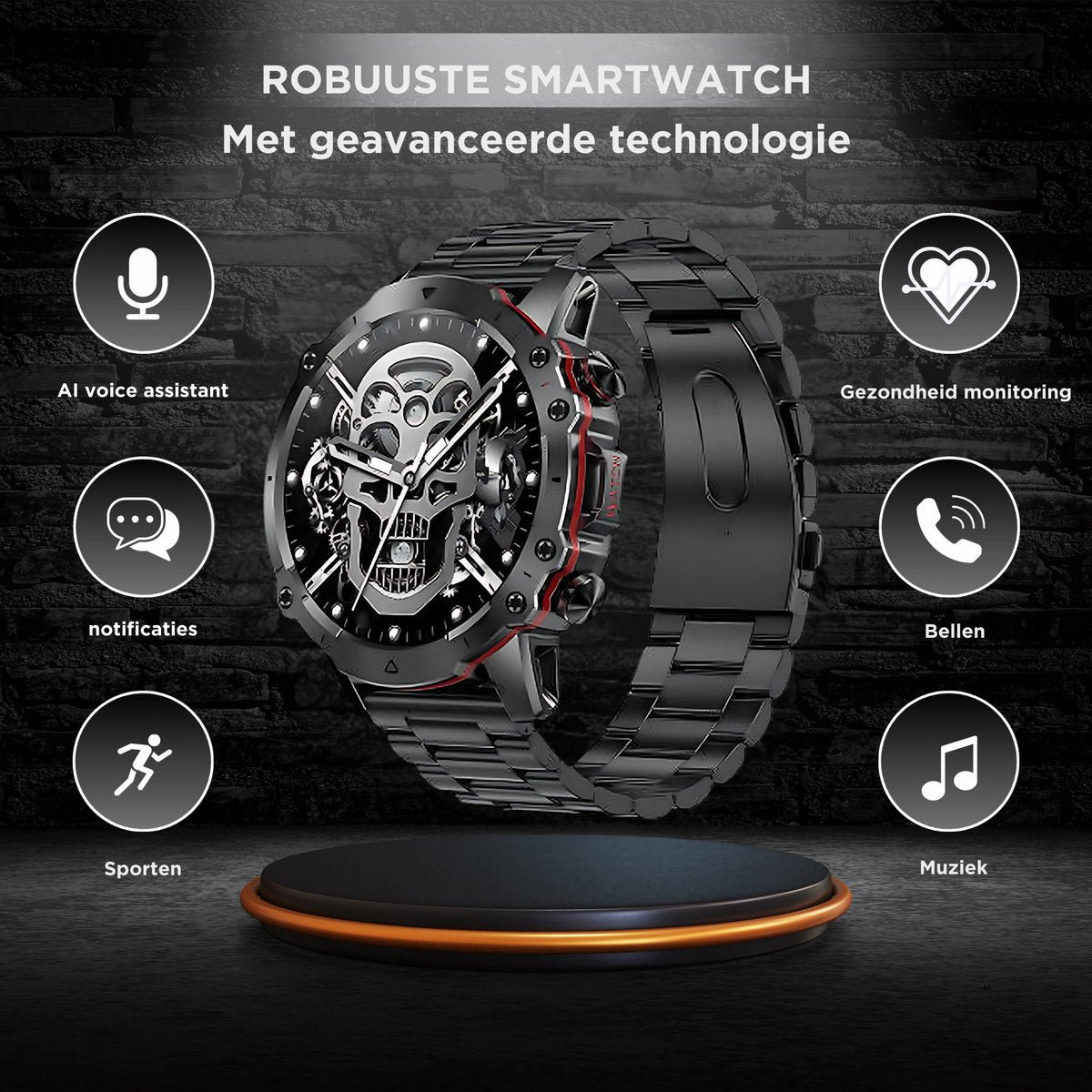 Royal Empire AK56 Heren Smartwatch Zwart