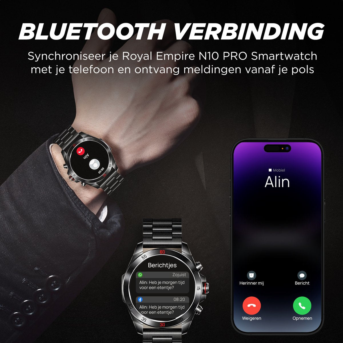 Royal Empire Amoled Pro Smartwatch Zwart
