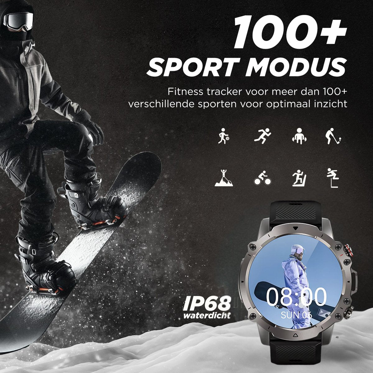 Royal Empire AK56 Heren Smartwatch Zwart