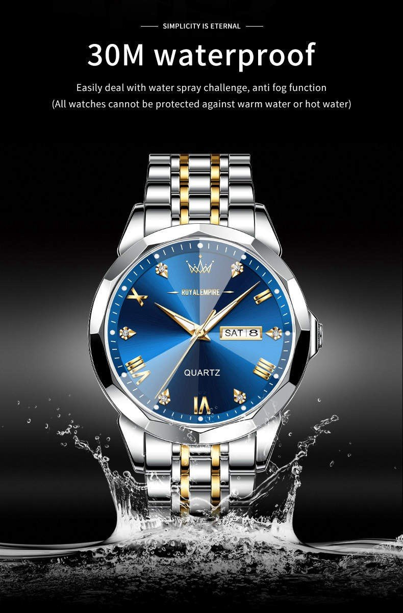 Royal Empire AK51 Heren Horloge Zilver/Goud RVS Waterdicht